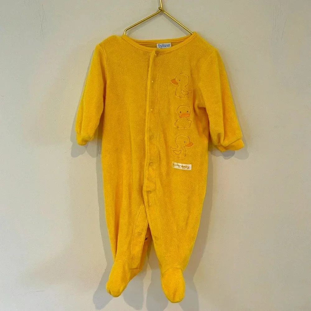 Vintage Carter's Tykes Rubber Ducky Romper Bib Set Size 3-6 months